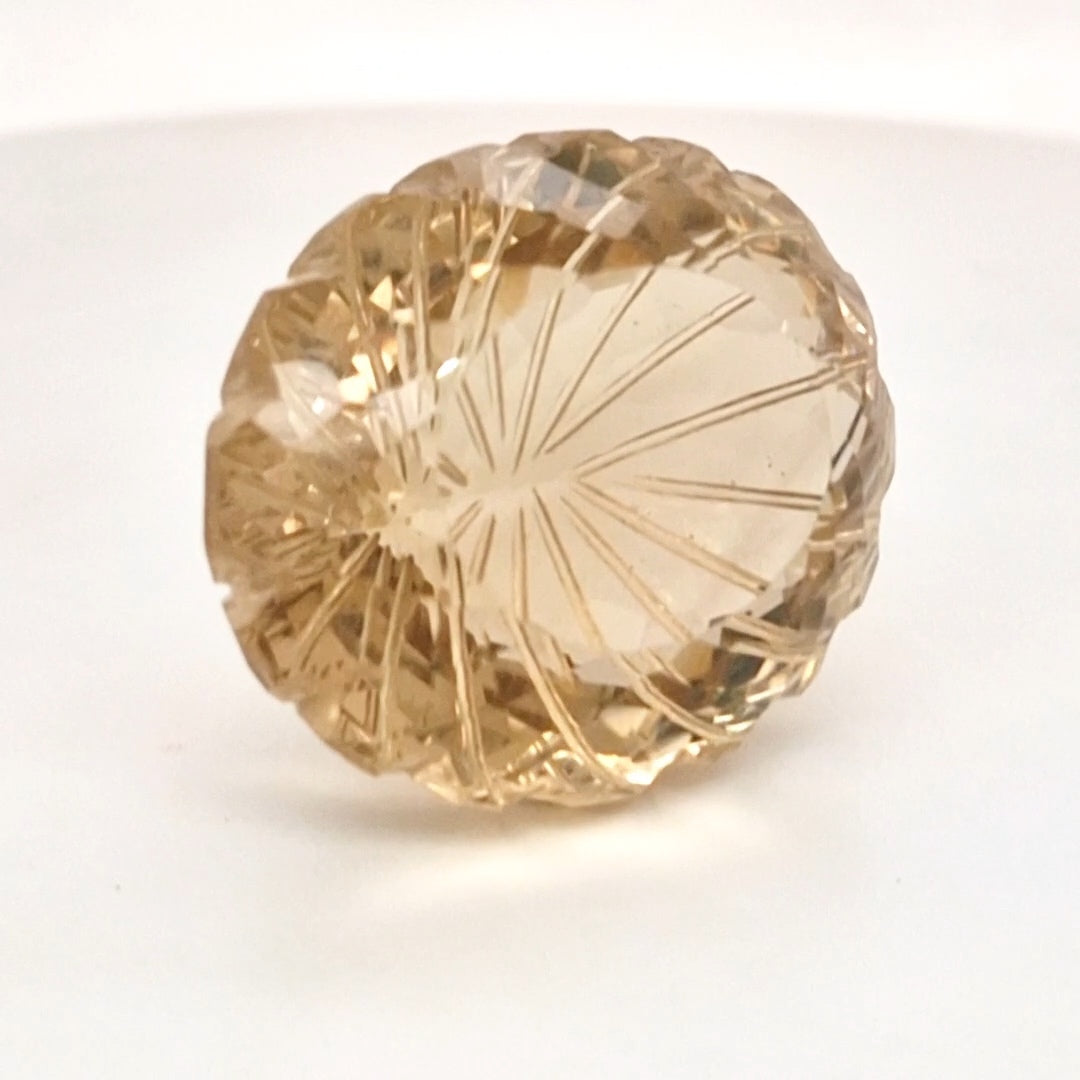 Natural Smoky Quartz Carved  | Oval  | Size: 29x24mm
