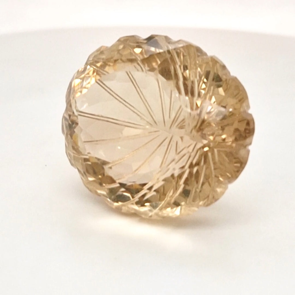 Natural Smoky Quartz Carved  | Oval  | Size: 29x24mm