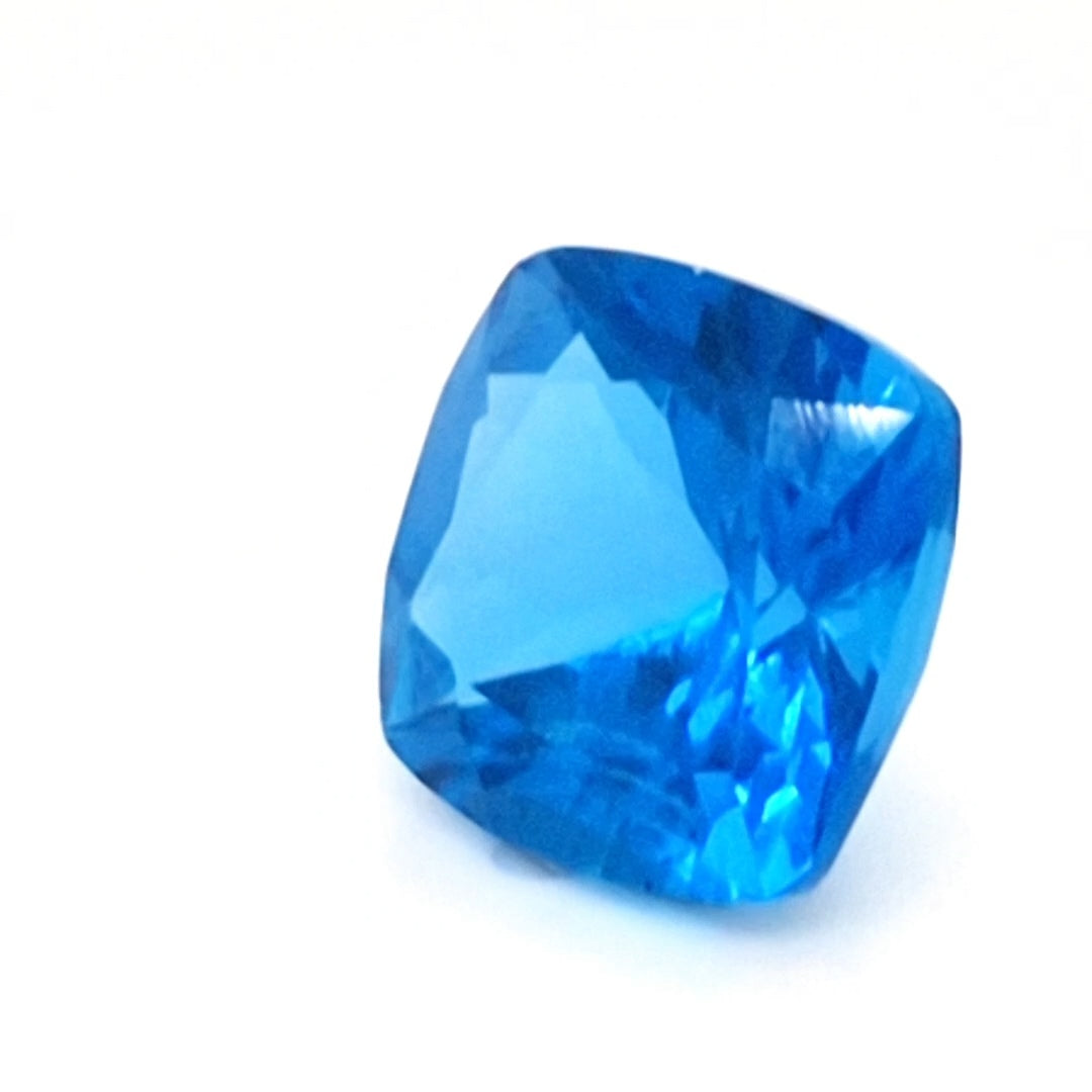 Natural Swiss Blue Topaz Faceted | Square  | Size: 12mm