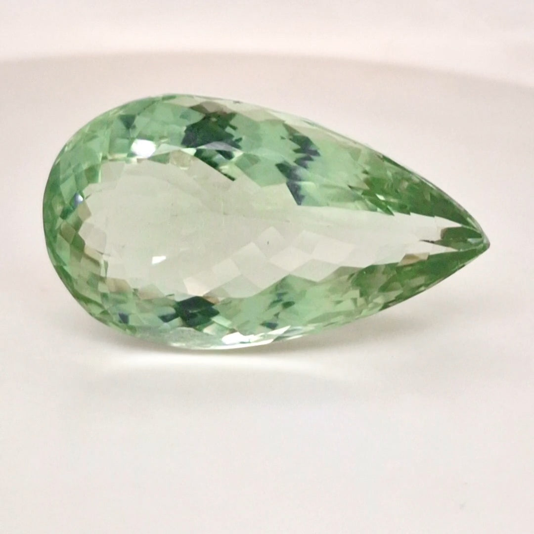 Natural  Prasiolite  Faceted | Pear  | Size: 38x21mm