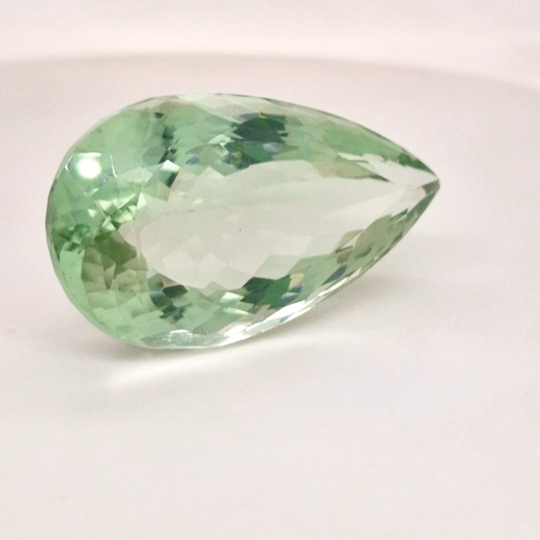 Natural  Prasiolite  Faceted | Pear  | Size: 38x21mm