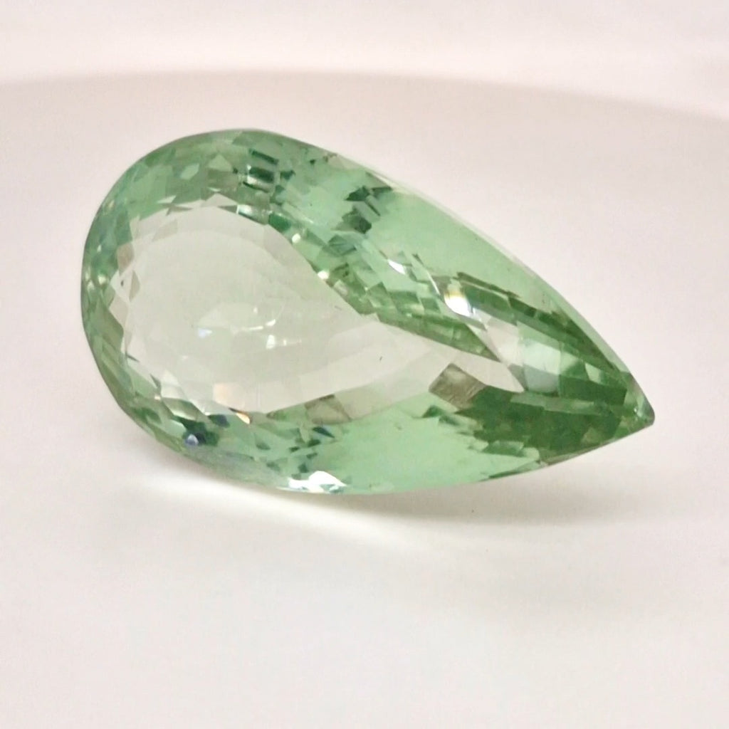 Natural  Prasiolite  Faceted | Pear  | Size: 38x21mm