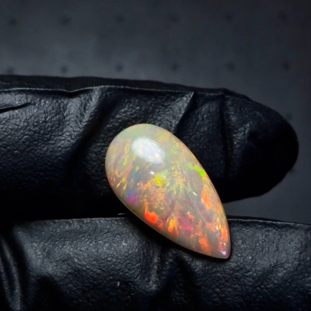 6.6Cts Natural Ethiopian Opal Cabochon | Pear | 23x12mm | Untreated