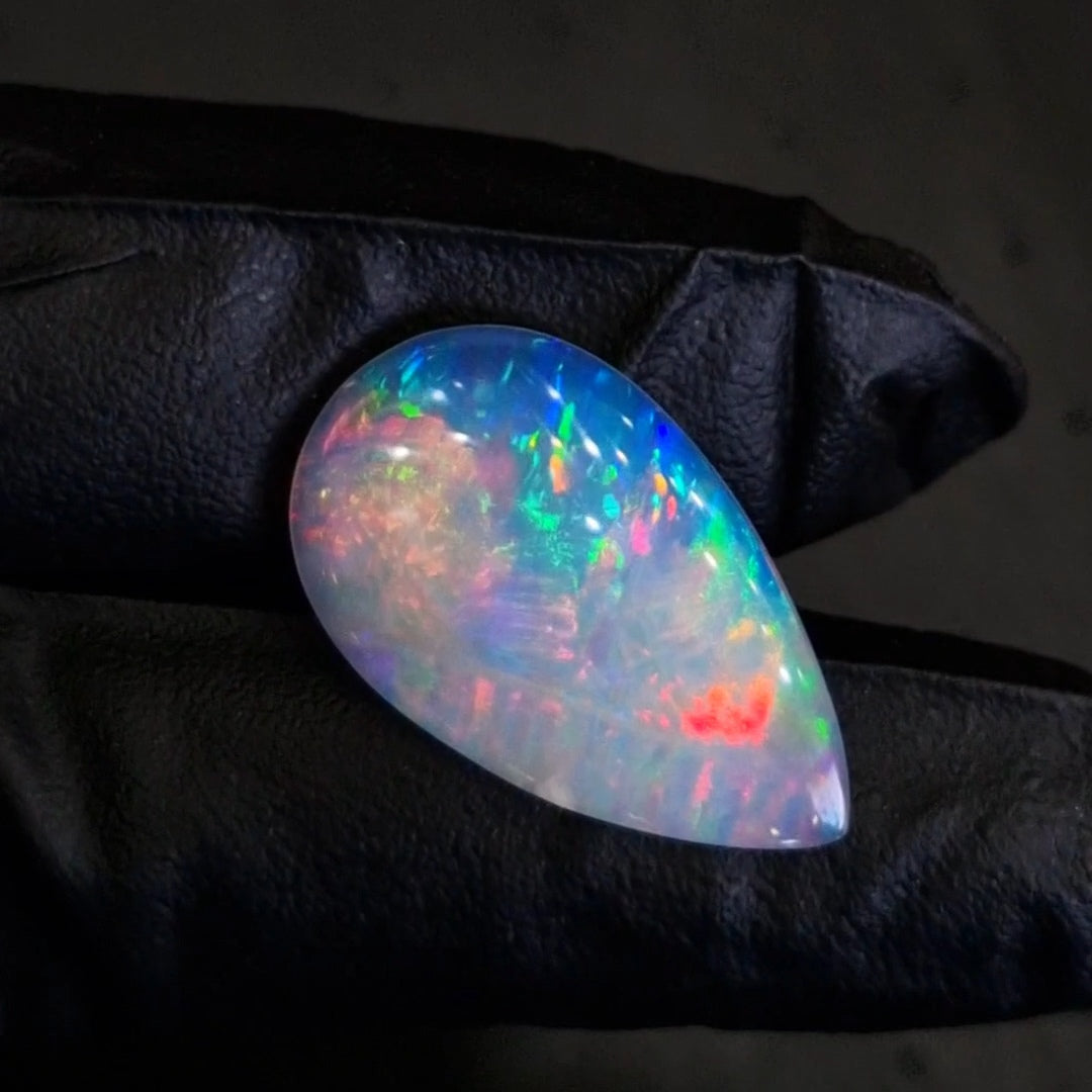 10.3Cts Natural Ethiopian Opal Cabochon | Pear | 29x17mm | Untreated