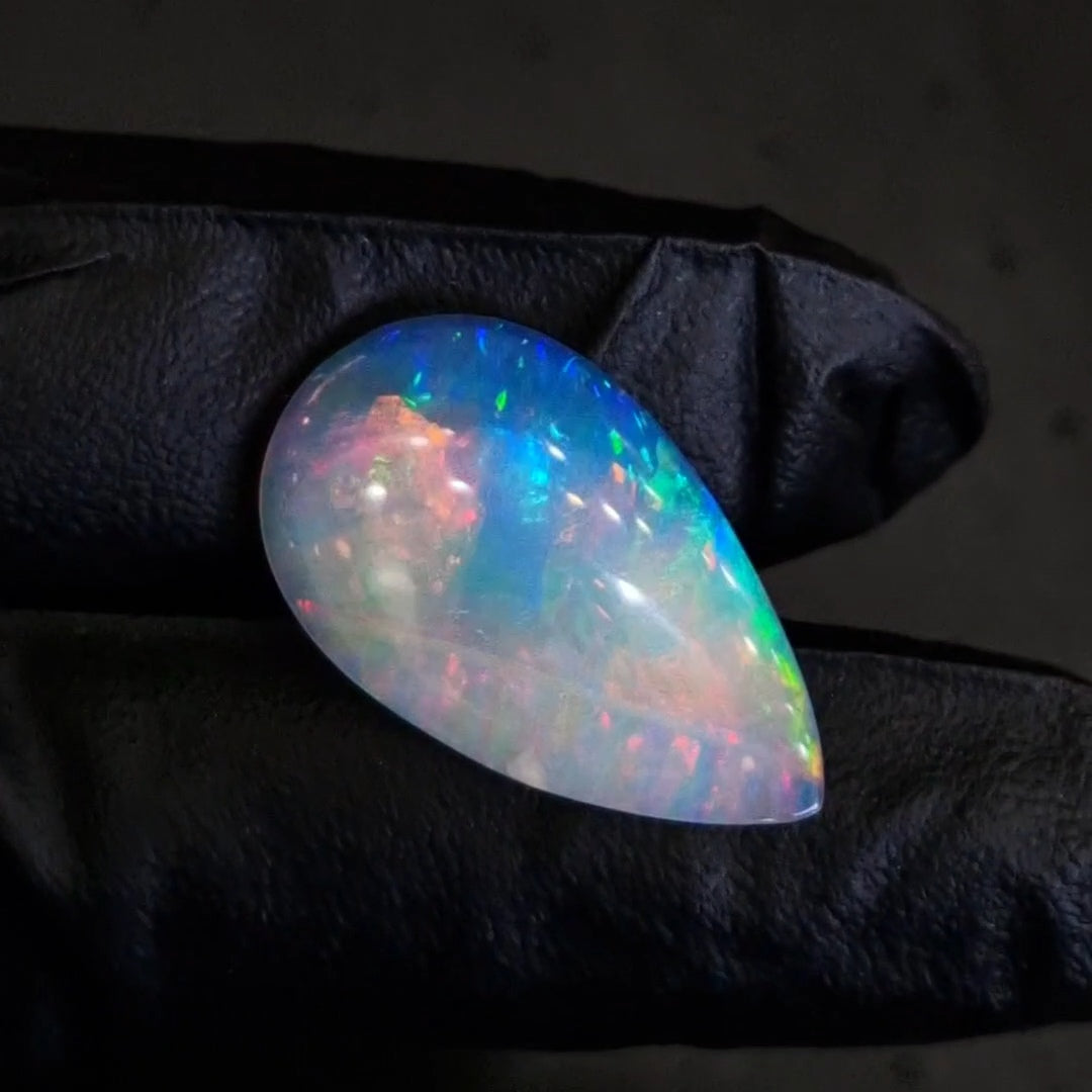 10.3Cts Natural Ethiopian Opal Cabochon | Pear | 29x17mm | Untreated