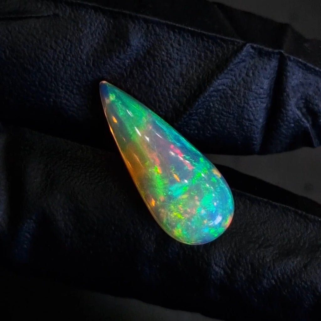 6.9Cts Natural Ethiopian Opal Cabochon | Pear | 24x10mm | Untreated