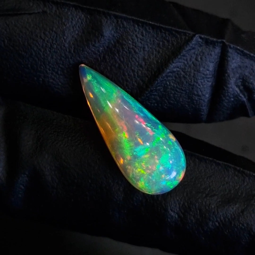 6.9Cts Natural Ethiopian Opal Cabochon | Pear | 24x10mm | Untreated