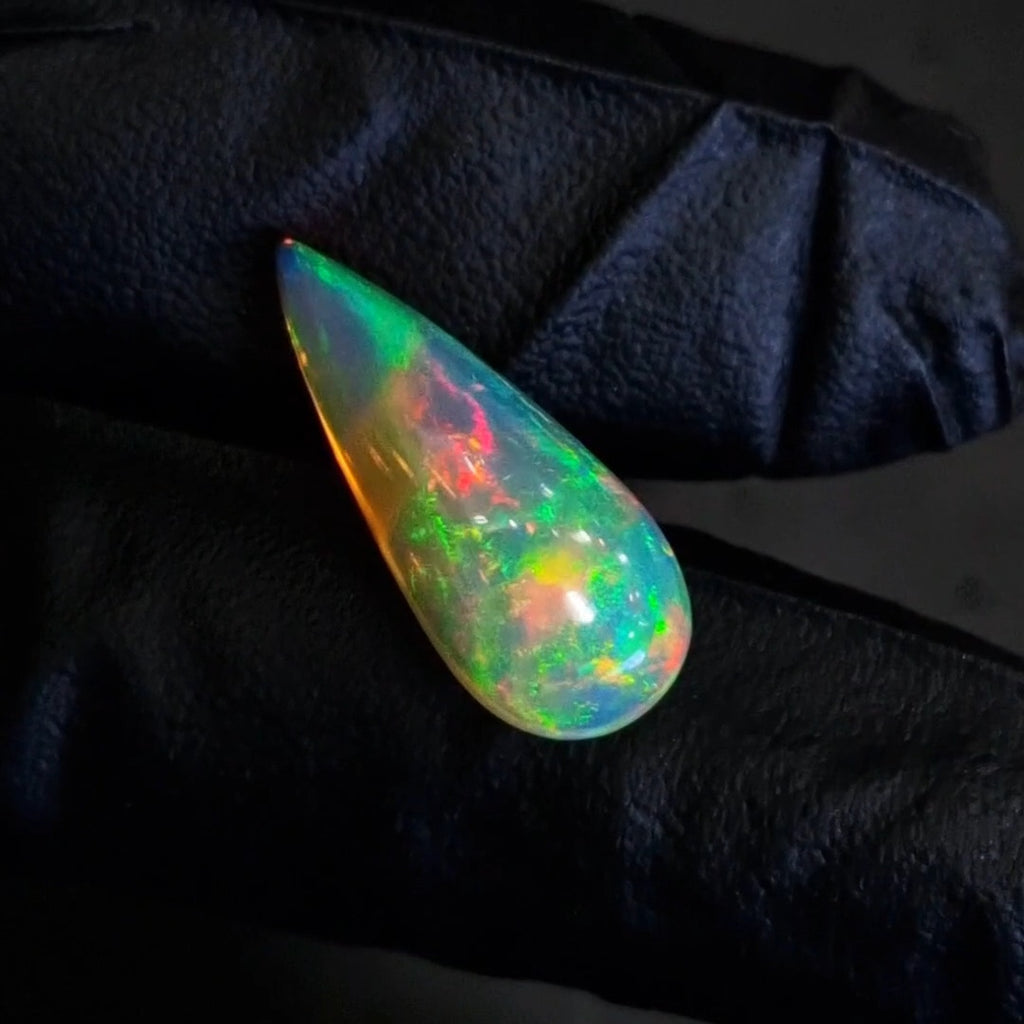 6.9Cts Natural Ethiopian Opal Cabochon | Pear | 24x10mm | Untreated