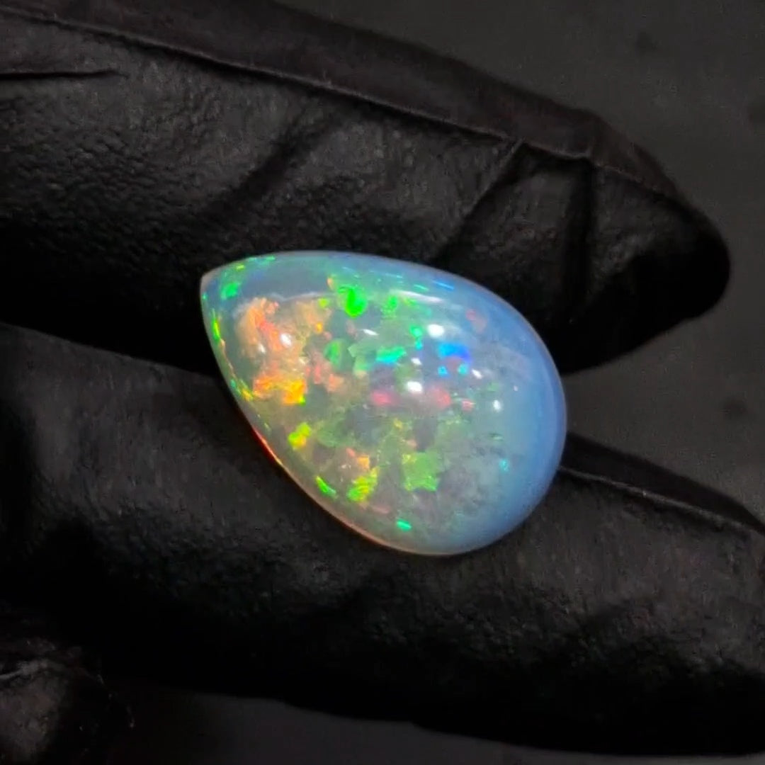 12.8Cts Natural Ethiopian Opal Cabochon | Pear | 23x16mm | Untreated