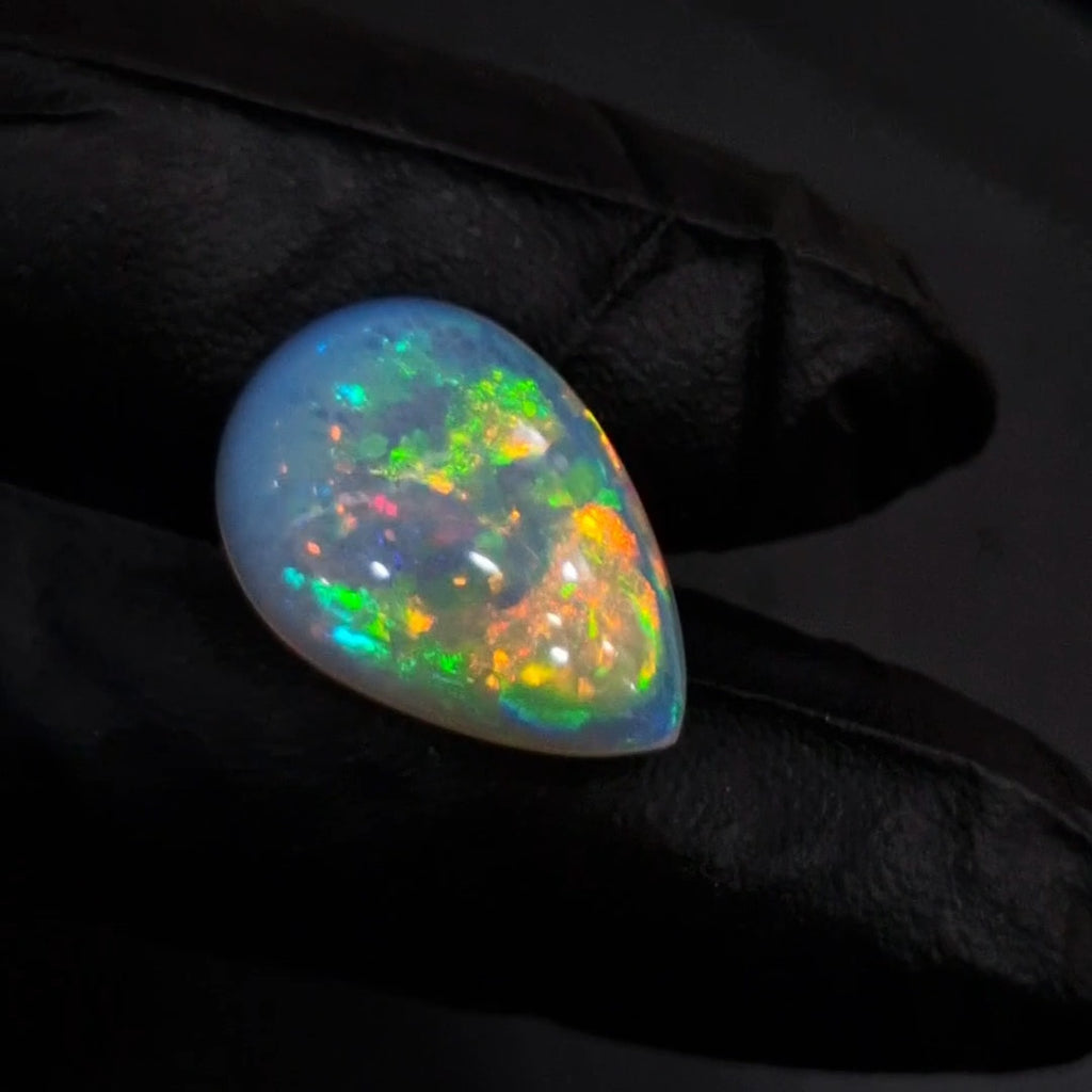 12.8Cts Natural Ethiopian Opal Cabochon | Pear | 23x16mm | Untreated