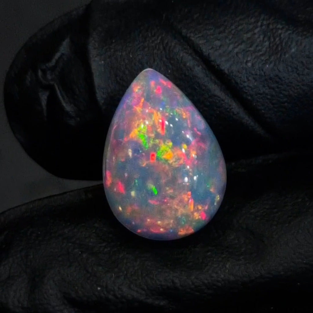 9.6Cts Natural Ethiopian Opal Cabochon | Pear | 19x14mm | Untreated