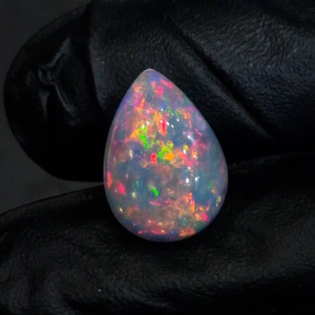 9.6Cts Natural Ethiopian Opal Cabochon | Pear | 19x14mm | Untreated