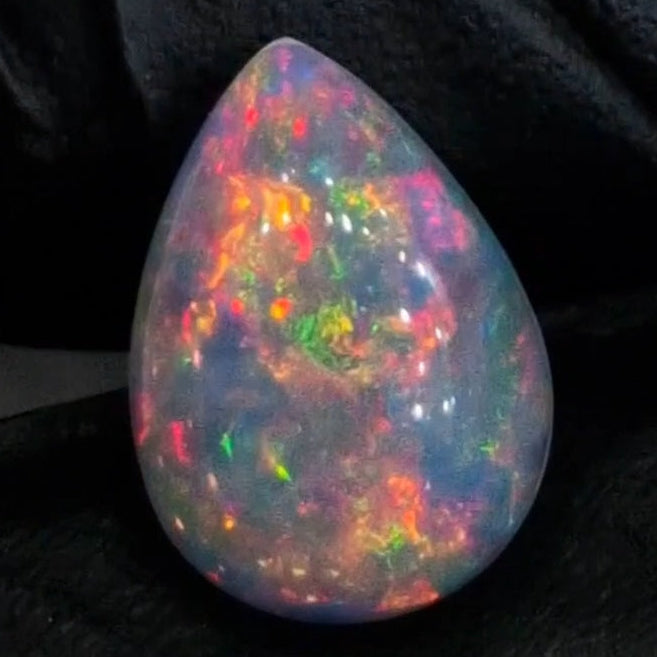 9.6Cts Natural Ethiopian Opal Cabochon | Pear | 19x14mm | Untreated
