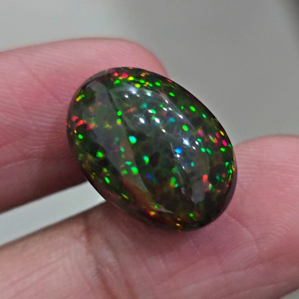 13.2Cts Natural Ethiopian Black Opal Cabochon | Oval | 19x13mm | Smoked