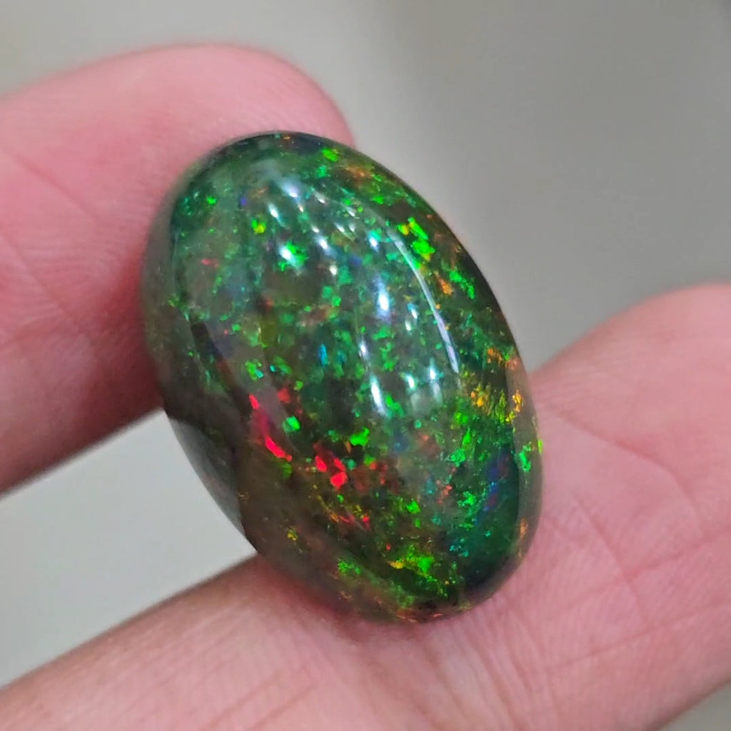 16.5Cts Natural Ethiopian Black Opal Cabochon | Oval | 23x15mm | Smoked