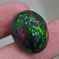 22.3Cts Natural Ethiopian Black Opal Cabochon | Oval | 22x18mm | Smoked