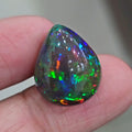 14.2Cts Natural Ethiopian Black Opal Cabochon | Pear | 19x16mm | Smoked