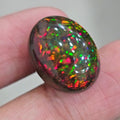 15.8Cts Natural Ethiopian Black Opal Cabochon | Oval | 20x16mm | Smoked