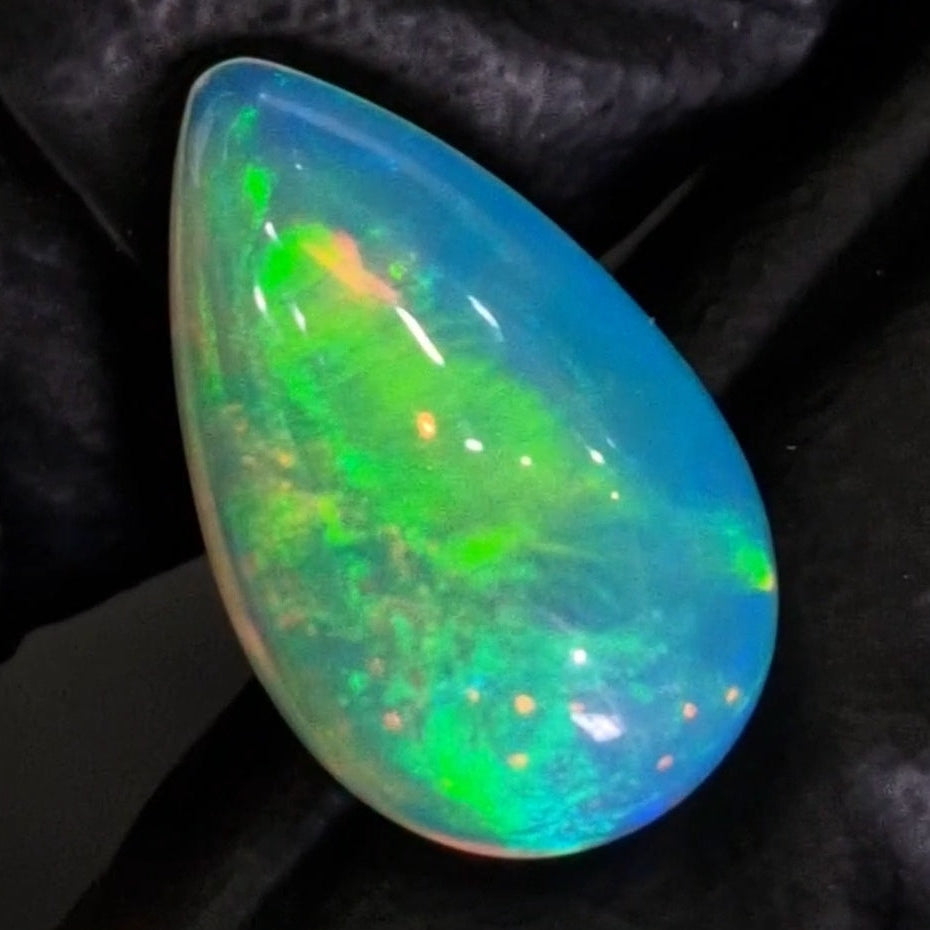 6.8Cts Natural Ethiopian Opal Cabochon | Pear | 18x11mm | Untreated
