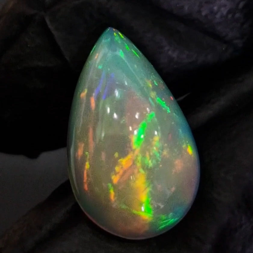 6.5Cts Natural Ethiopian Opal Cabochon | Pear | 19x11mm | Untreated