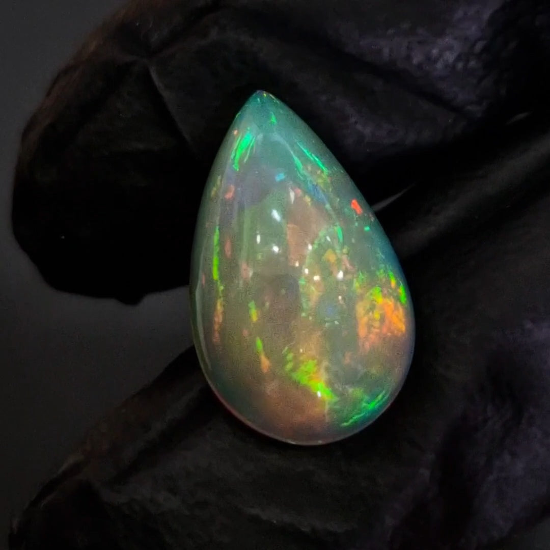 6.5Cts Natural Ethiopian Opal Cabochon | Pear | 19x11mm | Untreated