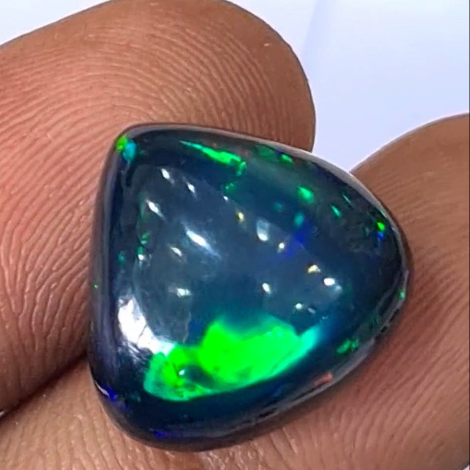 11Cts Natural Ethiopian Black Opal Cabochon | Teardrop | 16mm | Smoked