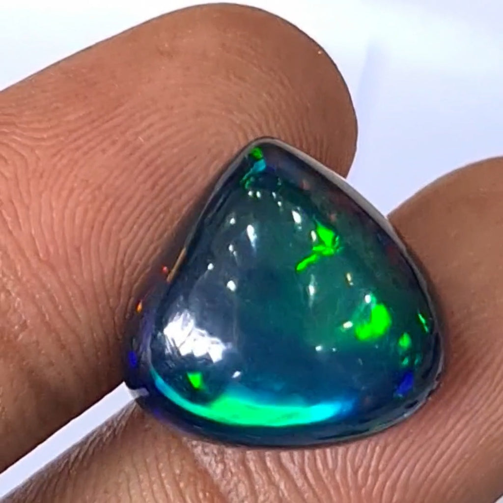 11Cts Natural Ethiopian Black Opal Cabochon | Teardrop | 16mm | Smoked
