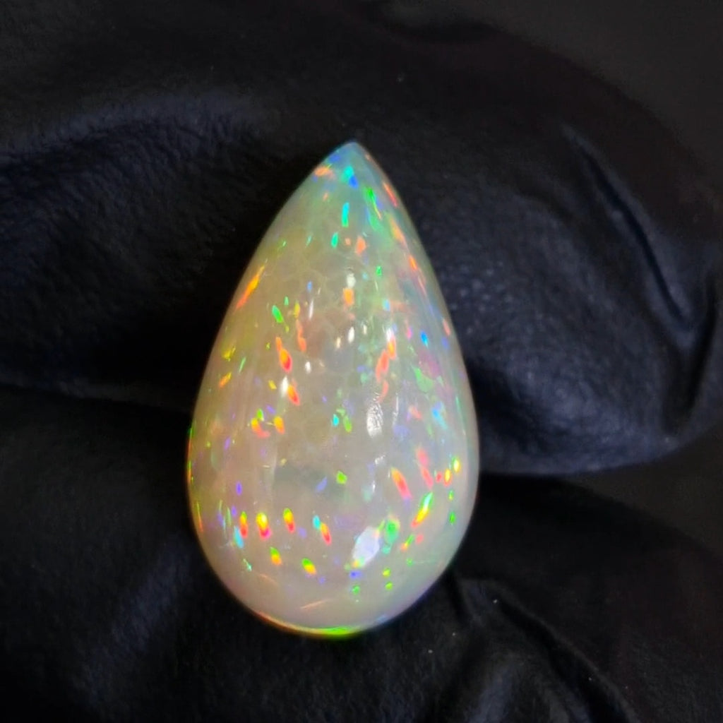 9.6Cts Natural Ethiopian Opal Cabochon | Pear | 21x12mm | Untreated