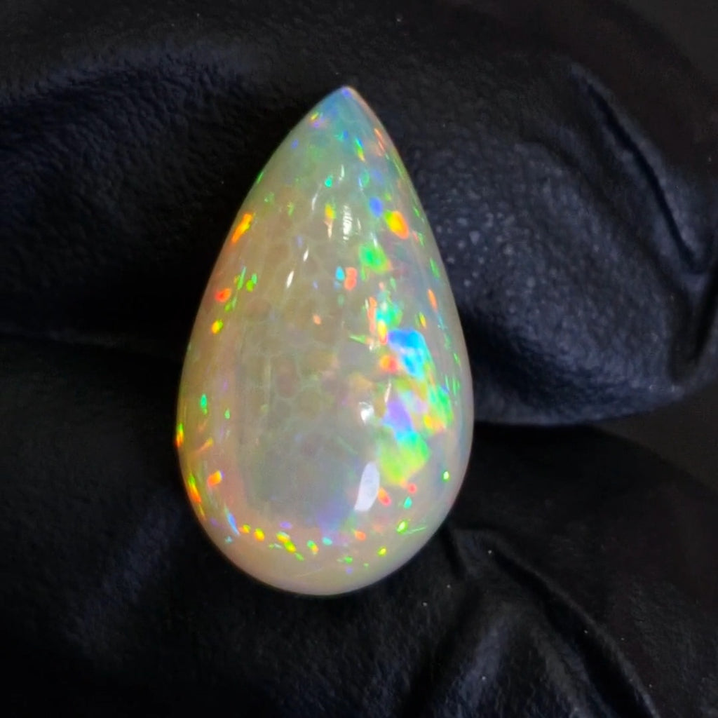 9.6Cts Natural Ethiopian Opal Cabochon | Pear | 21x12mm | Untreated
