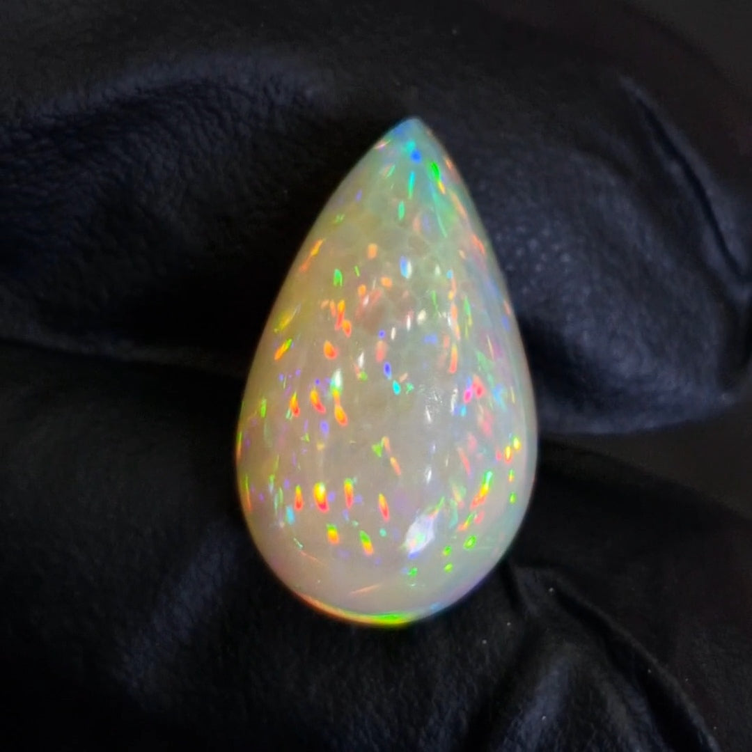 9.6Cts Natural Ethiopian Opal Cabochon | Pear | 21x12mm | Untreated