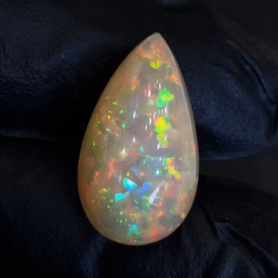 18.2Cts Natural Ethiopian Opal Cabochon | Pear | 26x15mm | Untreated