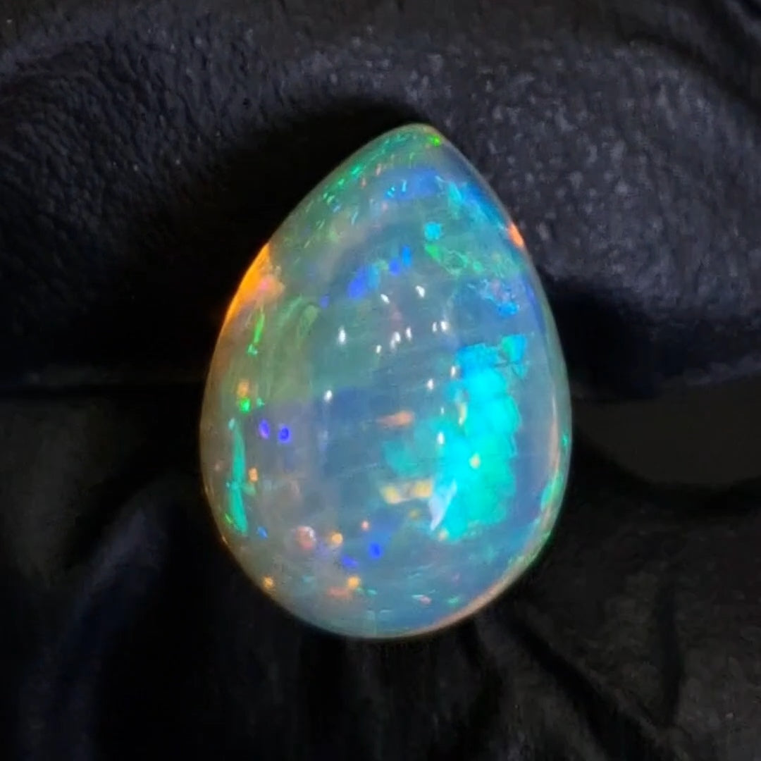 8.1Cts Natural Ethiopian Opal Cabochon | Pear | 16x12mm | Untreated