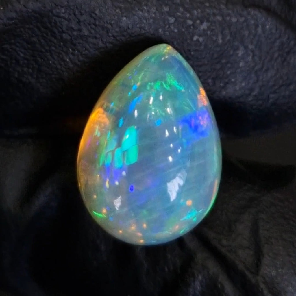 8.1Cts Natural Ethiopian Opal Cabochon | Pear | 16x12mm | Untreated