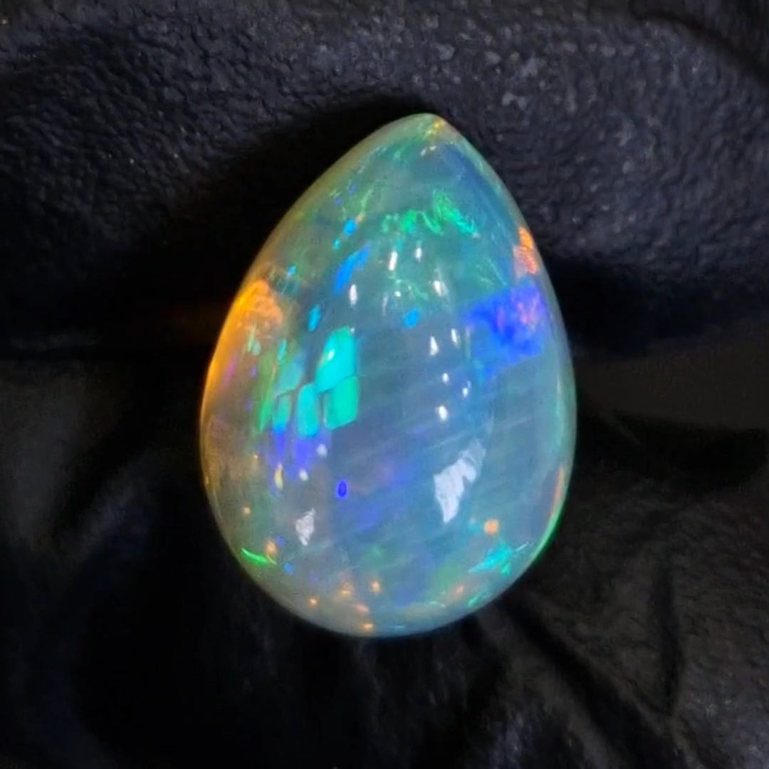 8.1Cts Natural Ethiopian Opal Cabochon | Pear | 16x12mm | Untreated