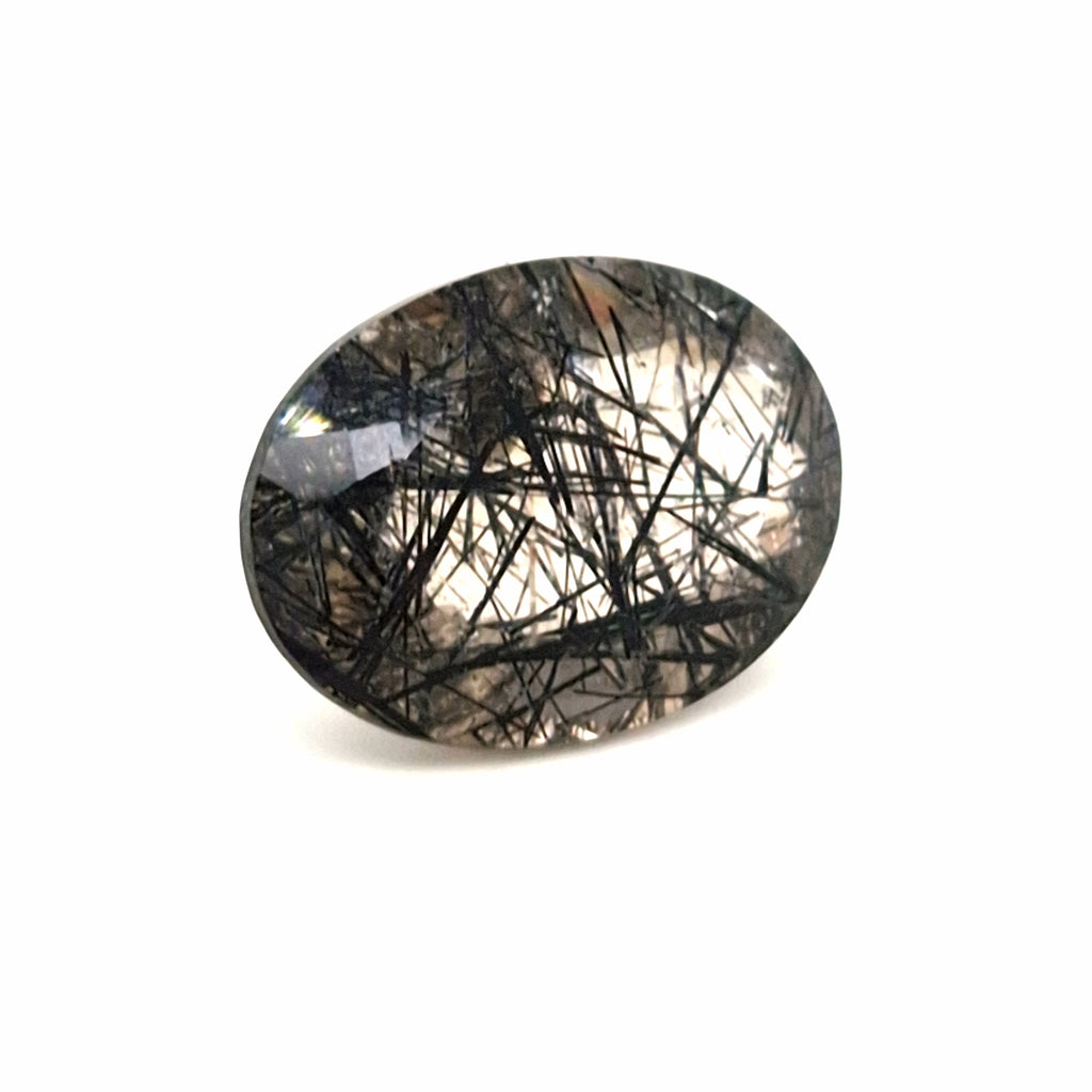 Natural Black Rutile Faceted  | Oval  | Size: 25x19mm