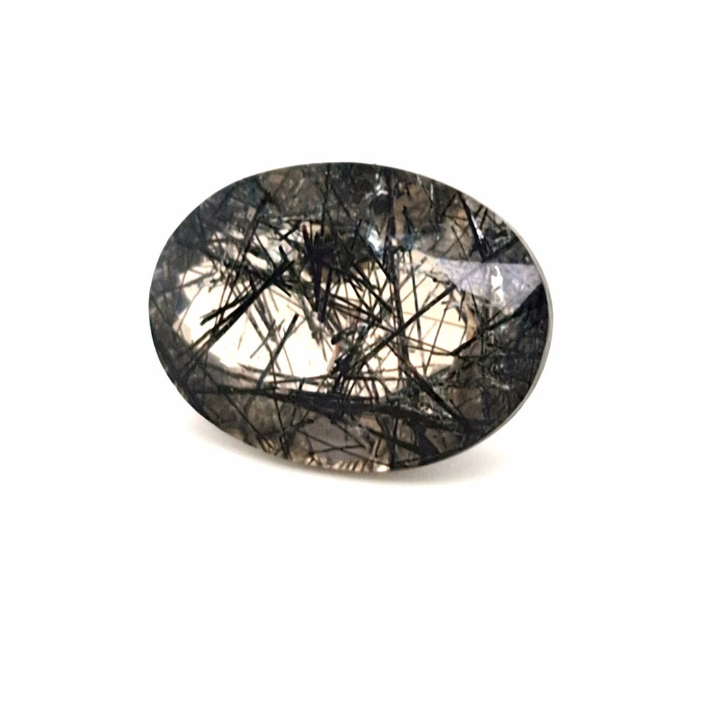 Natural Black Rutile Faceted  | Oval  | Size: 25x19mm