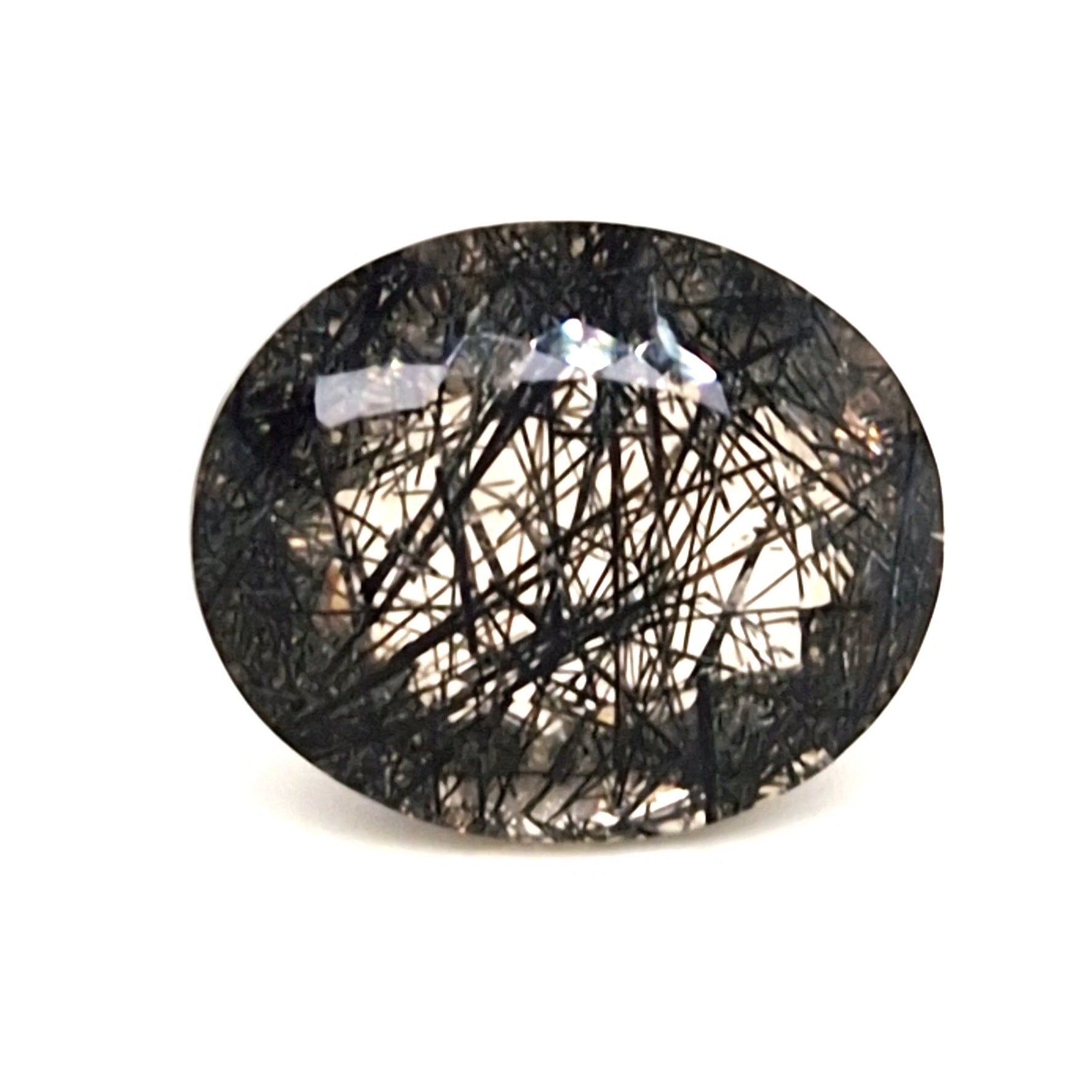 Natural Black Rutile Faceted  | Oval  | Size: 22x18mm