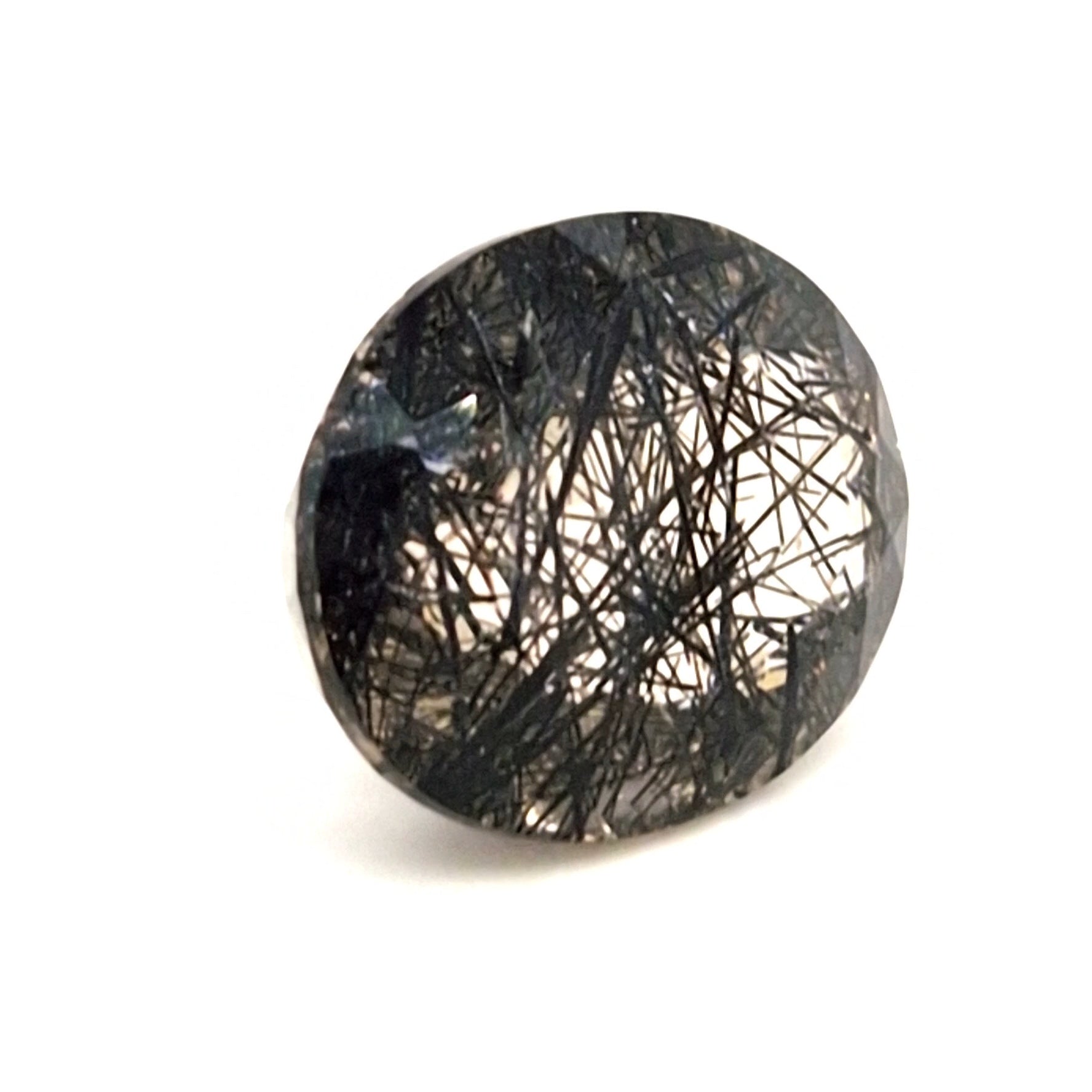 Natural Black Rutile Faceted  | Oval  | Size: 22x18mm