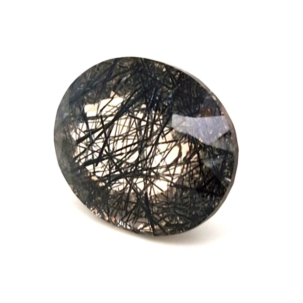 Natural Black Rutile Faceted  | Oval  | Size: 22x18mm