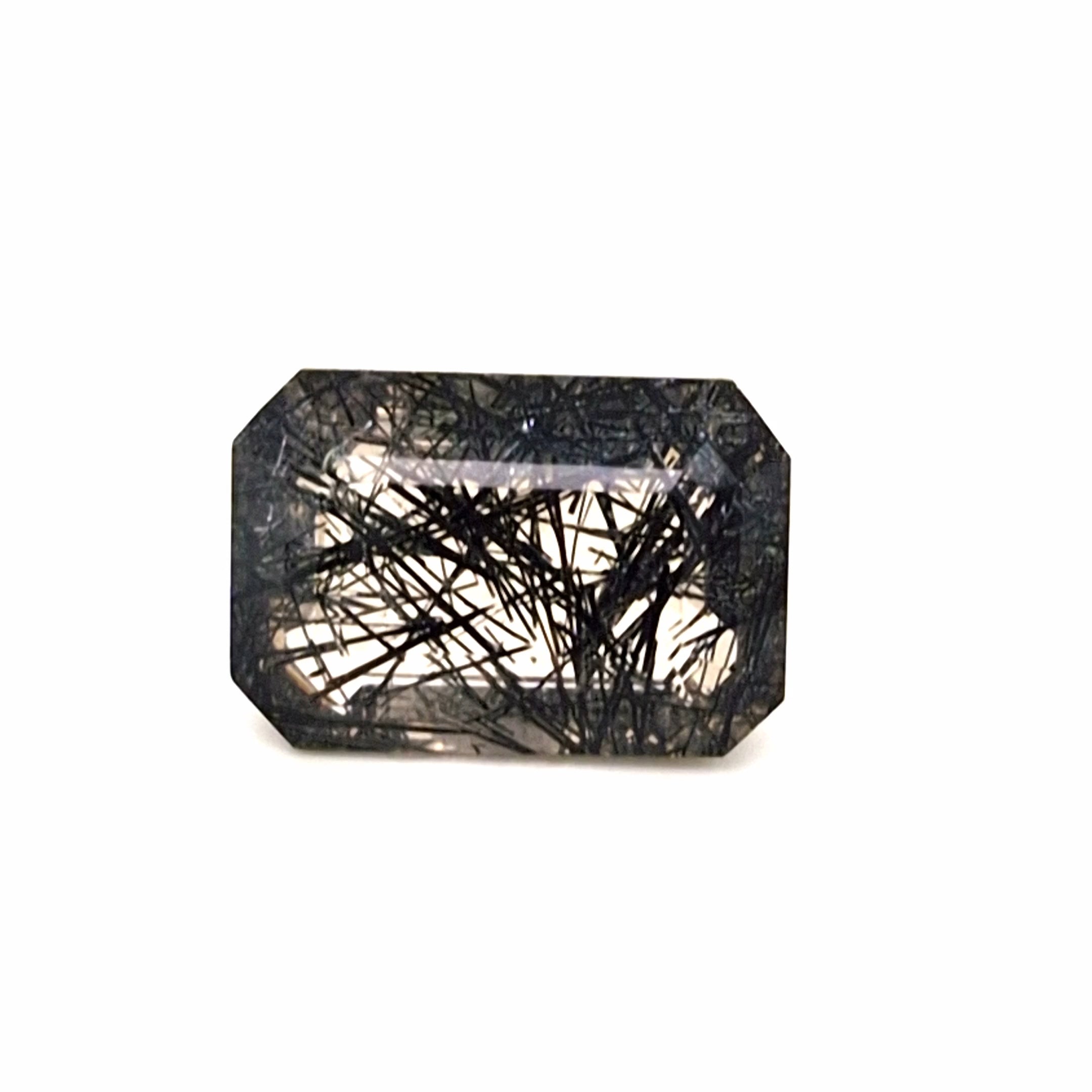 Natural Black Rutile Faceted  | Rectangle  | Size: 20x14mm