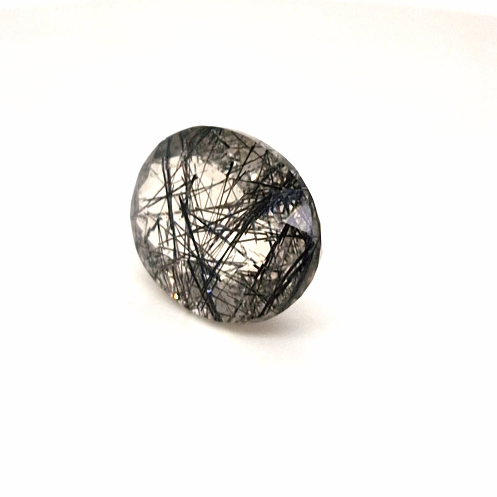 Natural Black Rutile Faceted  | Oval  | Size: 19x15mm