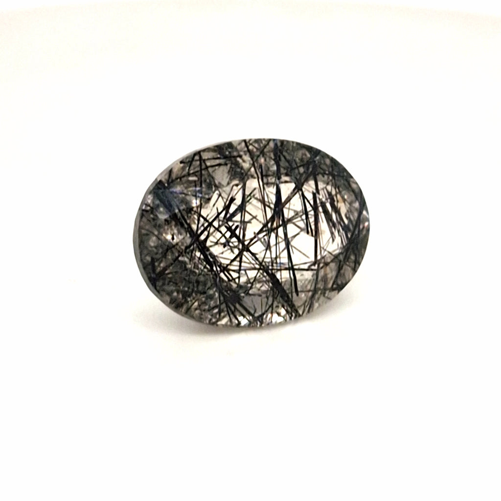 Natural Black Rutile Faceted  | Oval  | Size: 19x15mm