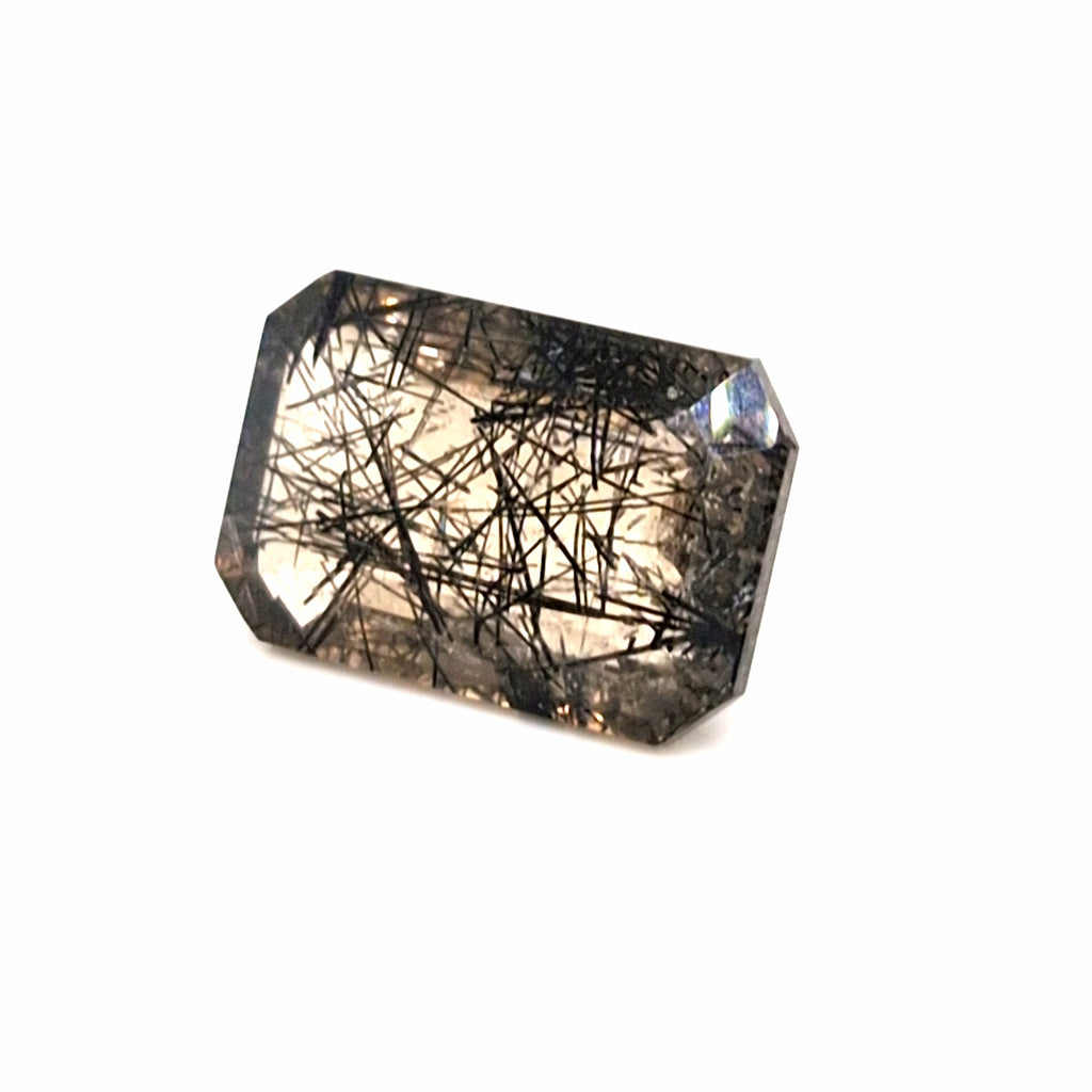 Natural Black Rutile Faceted  | Rectangle  | Size: 21x14mm