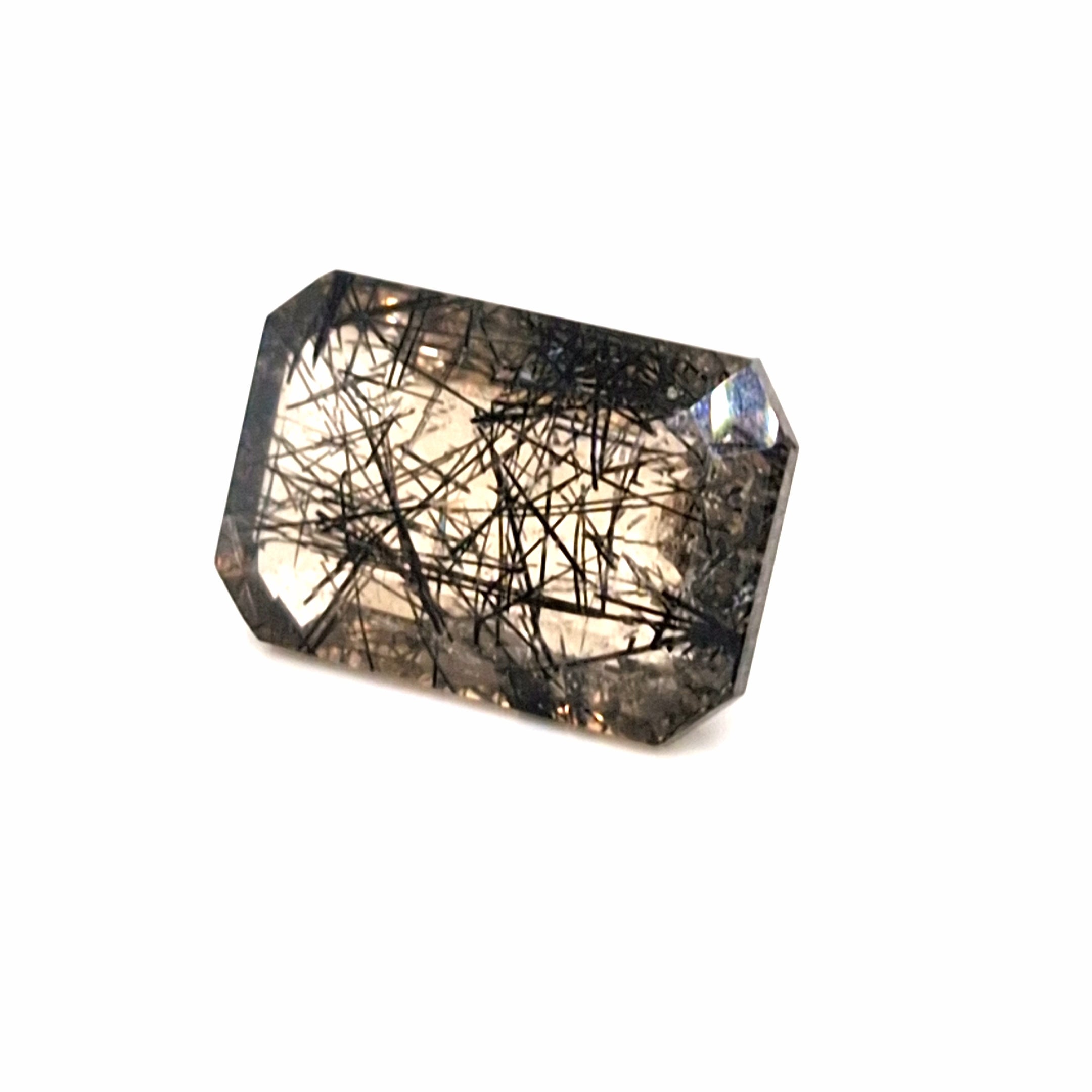 Natural Black Rutile Faceted  | Rectangle  | Size: 21x14mm