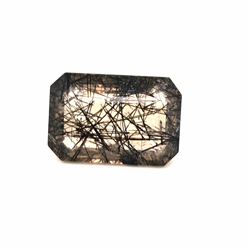 Natural Black Rutile Faceted  | Rectangle  | Size: 21x14mm