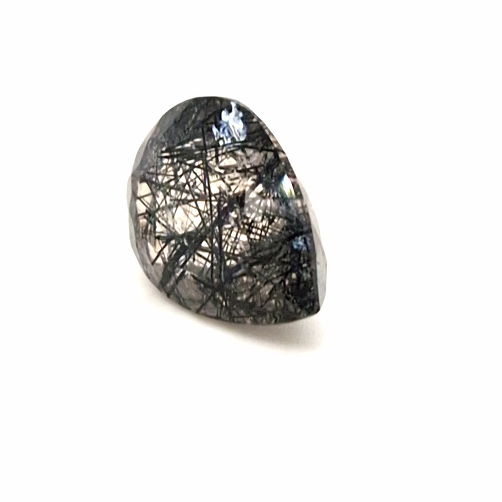 Natural Black Rutile Faceted  | Pear  | Size: 20x15mm