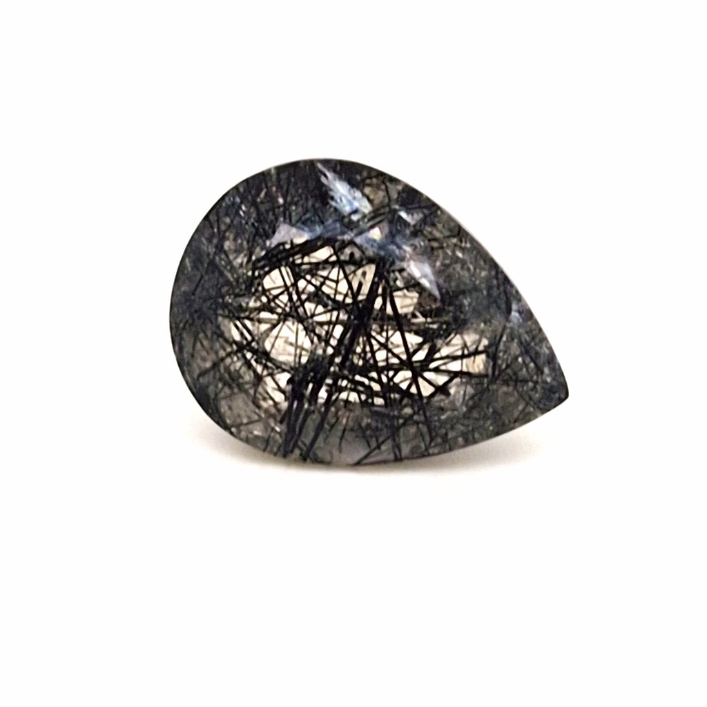 Natural Black Rutile Faceted  | Pear  | Size: 20x15mm