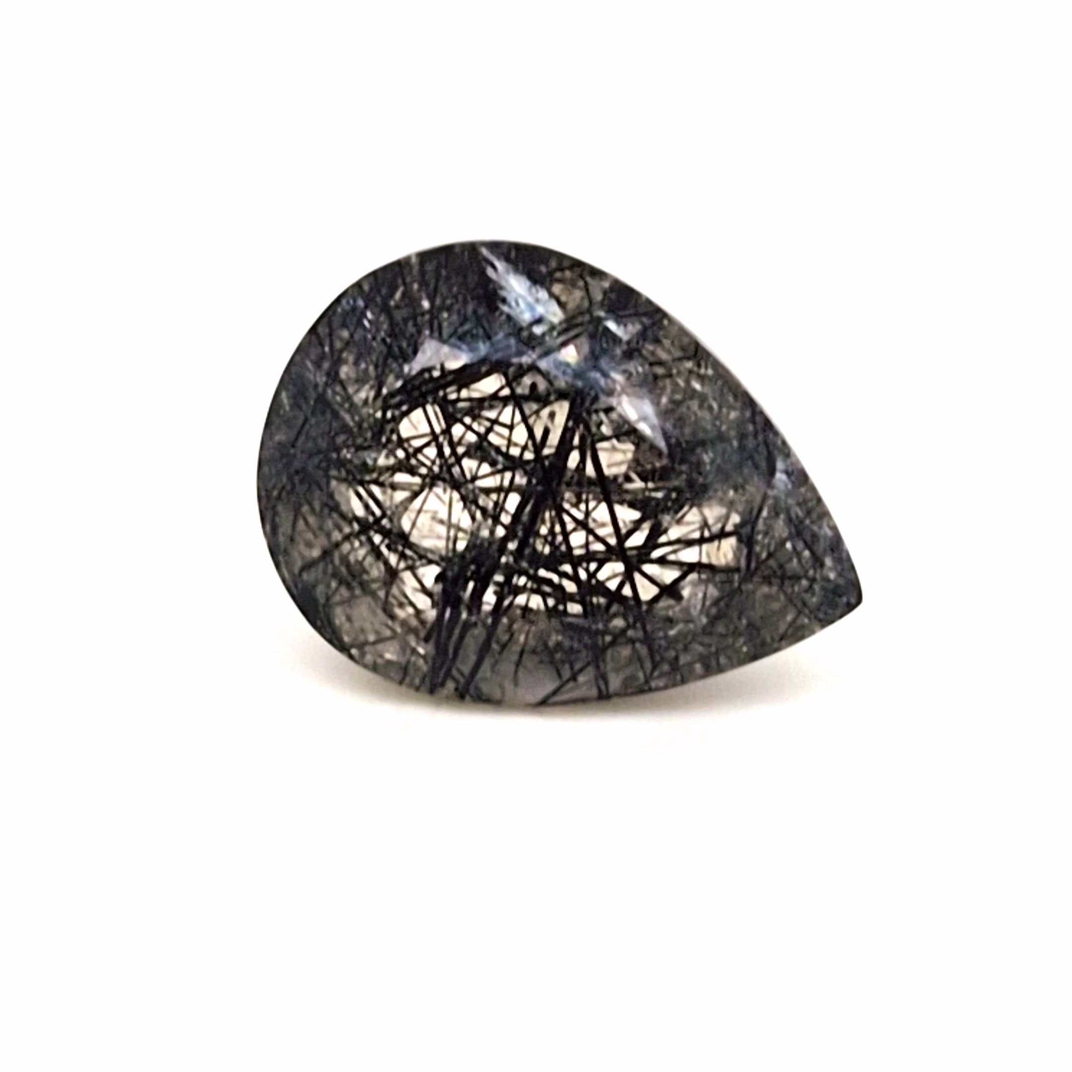 Natural Black Rutile Faceted  | Pear  | Size: 20x15mm