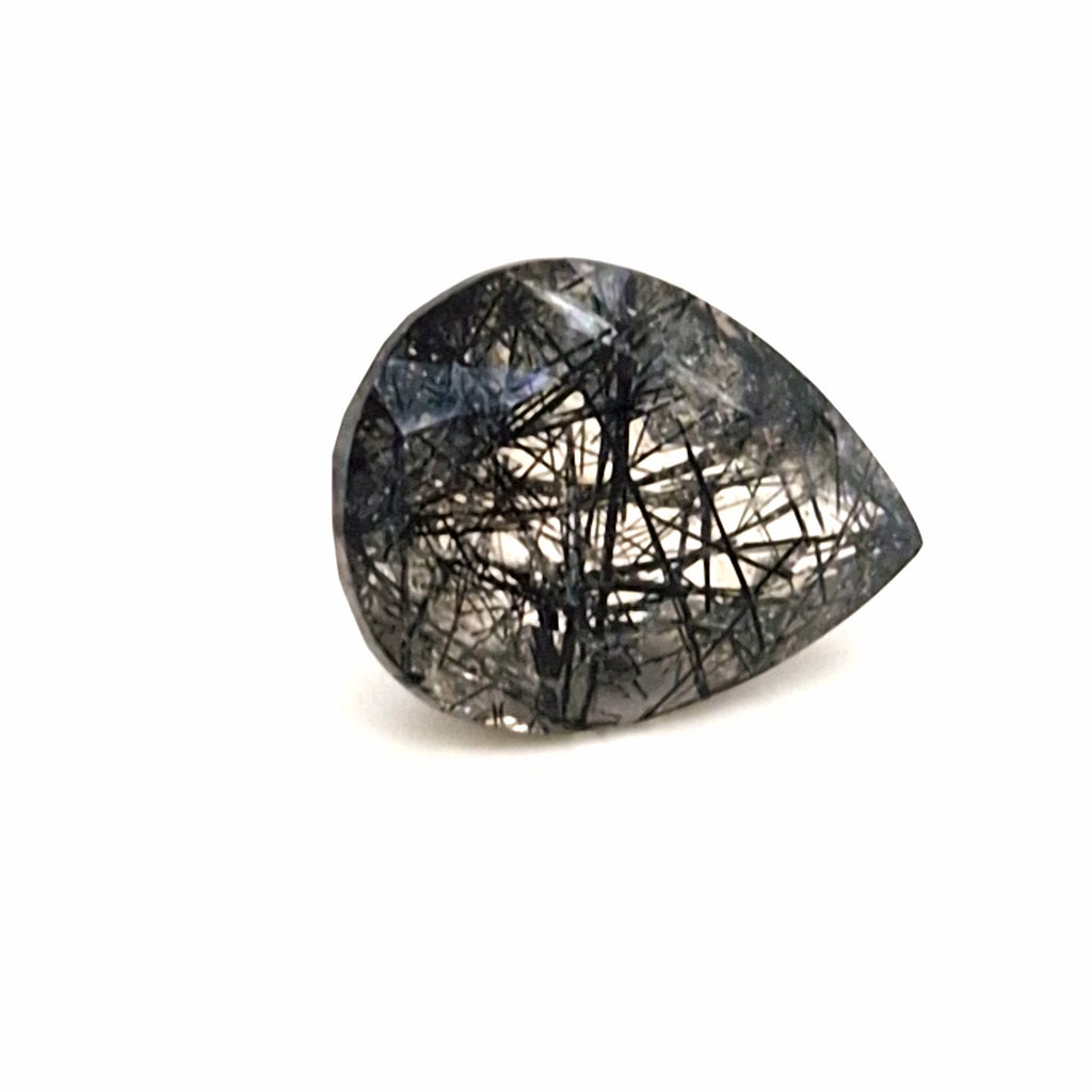 Natural Black Rutile Faceted  | Pear  | Size: 20x15mm