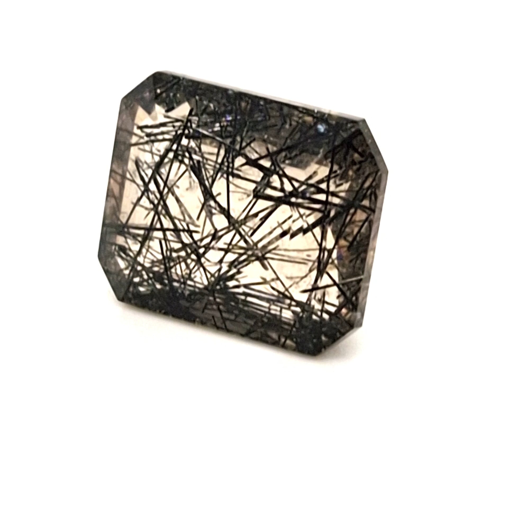 Natural Black Rutile Faceted  | Rectangle  | Size: 18x15mm